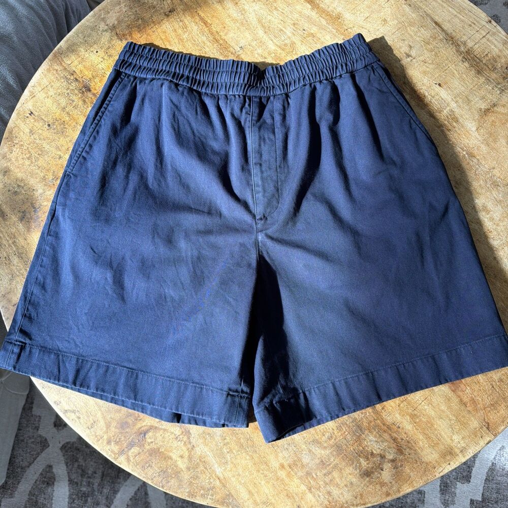 Acne Studios Shorts Mens 30 Navy Cotton Elastic Waist Drawstring Chino